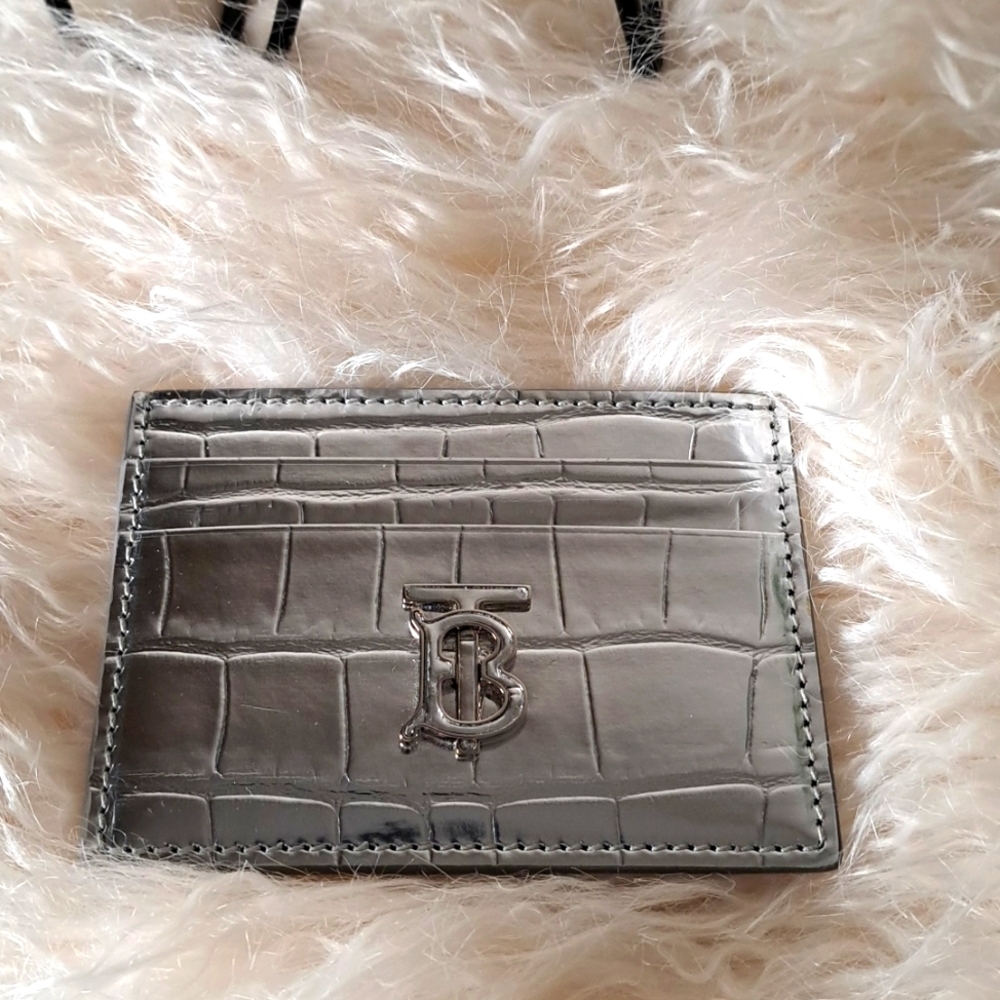 Burberry Tb Croc-Embrossed Card Holder Nwots